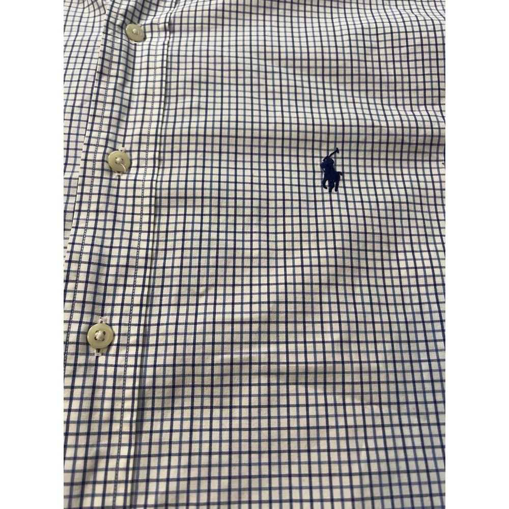 Ralph Lauren Shirt Mens XL 17.5 Blue Check Long Sleeve Button Classic Fit (057) - Picture 4 of 10